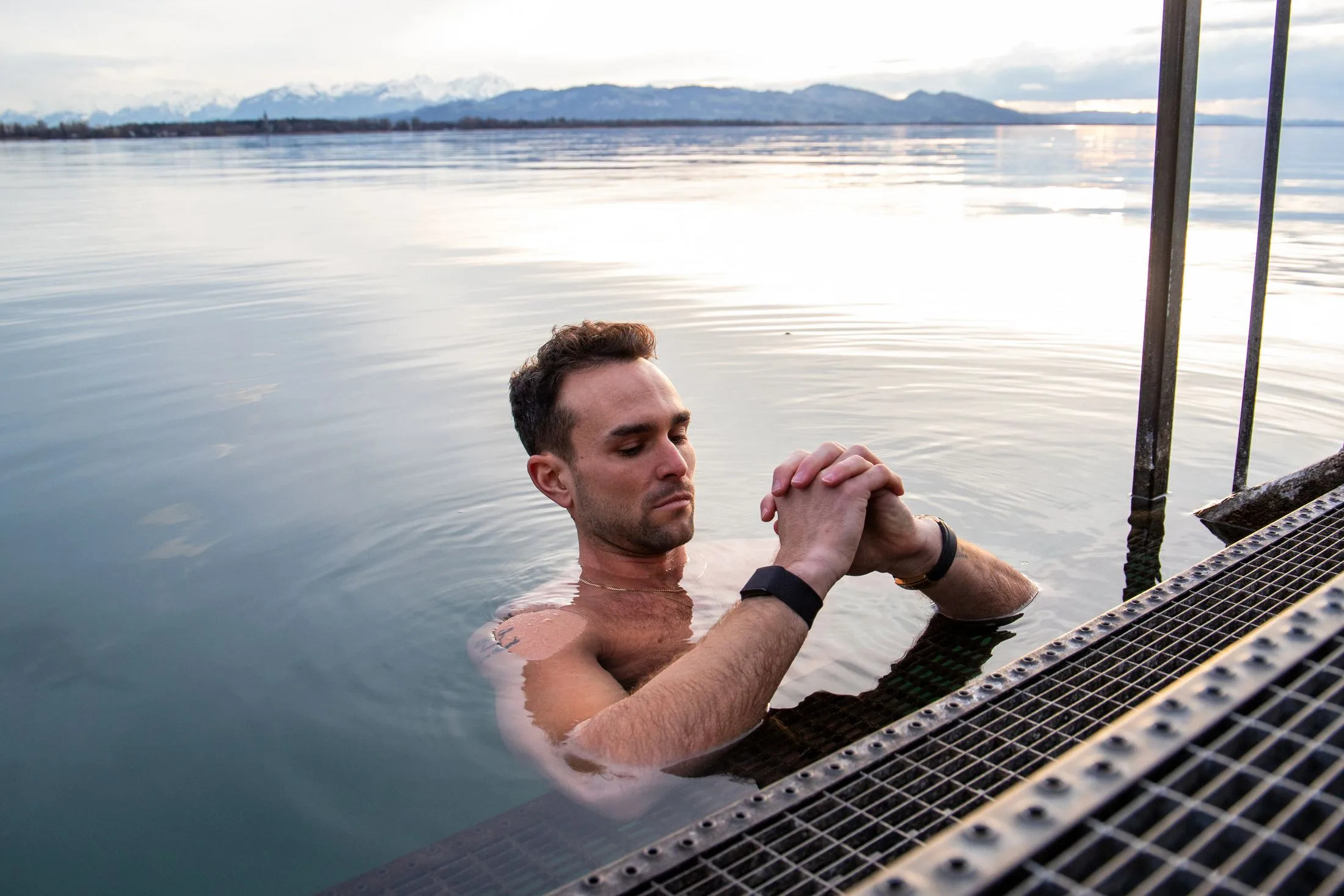 Cold exposure in a mountain lake
