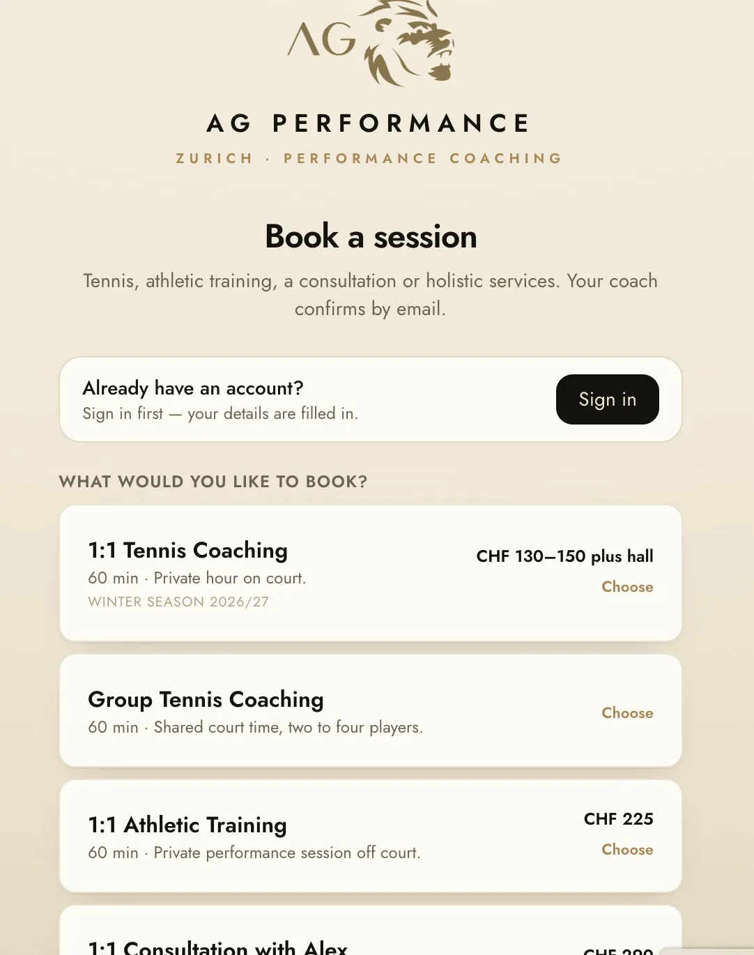 Booking in the AG Performance App